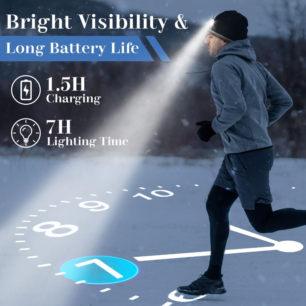 Highever LED Beanie Hat with Light - Black