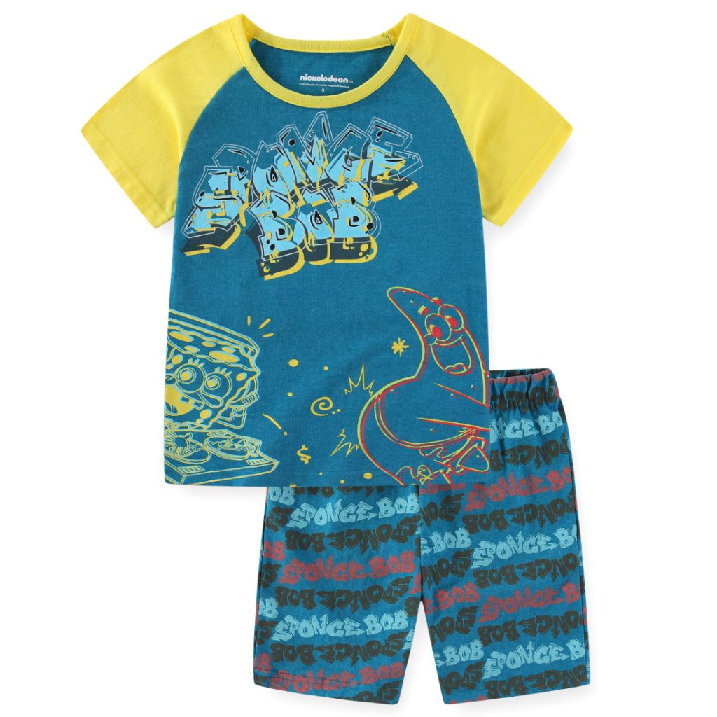 SpongeBob SquarePants Nickelodeon Boys 2 Piece Short Sleeve T-Shirt and Shorts Set for Big Kids, 4