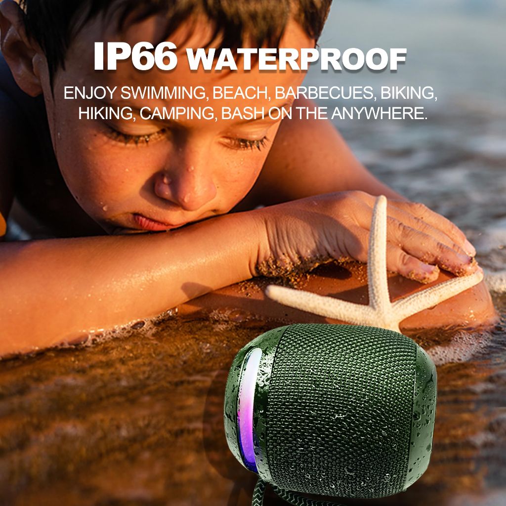 J-BRAUV Mini Bluetooth Speaker，7 Color Changing Lights | 16W Stereo Sound, IP66 Waterproof, TWS Pairing