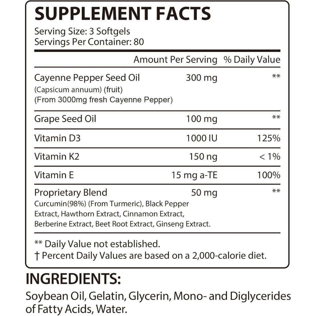 Premium Cayenne Pepper Capsules with Turmeric Curcumin & Beet Root Extract | (240 Count)
