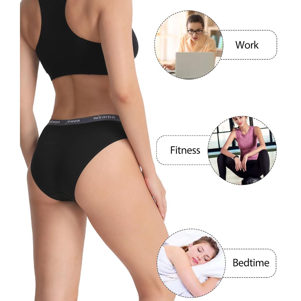 Wirarpa Women's Bikini Panties Motive High Cut Sexy Cotton Underwear 4 Pack,Size 2XL