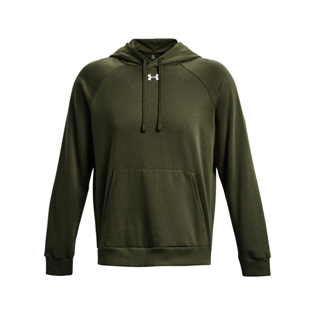 Under Armour Men's Rival Fleece Hoodie, (390) Marine OD Green / / White, Large