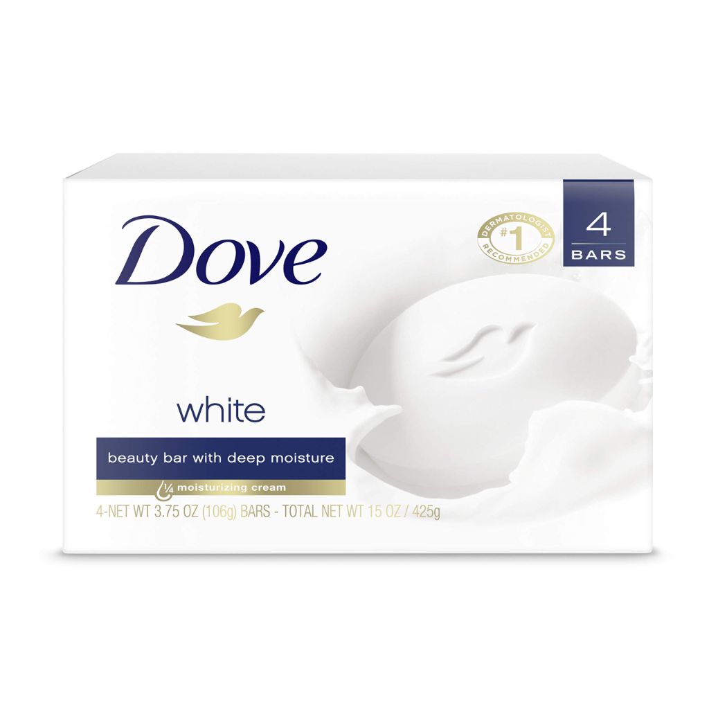 Dove Beauty Bar More Moisturizing than Bar Soap White  3.75 oz 4 Bars