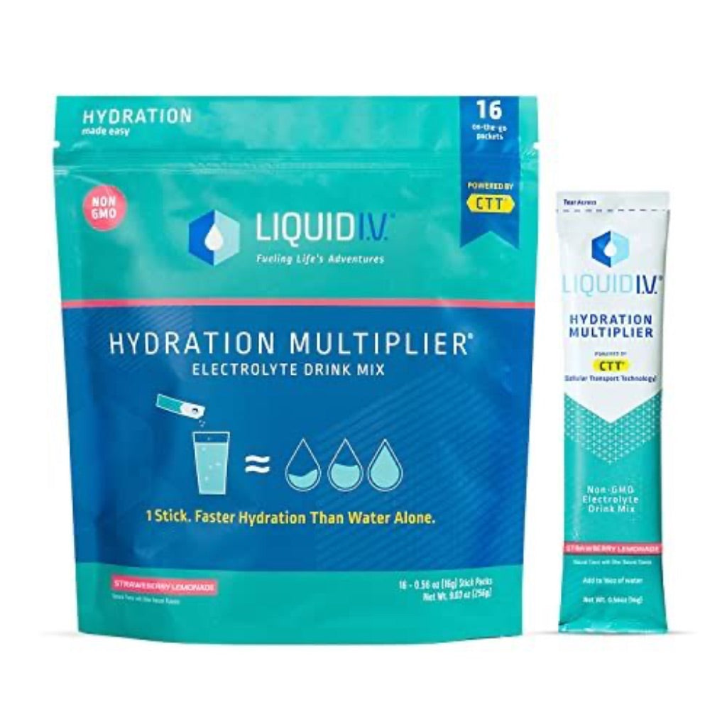 Liquid I.V. Hydration Multiplier - Strawberry Lemonade - Hydration Powder Packets | Electrolyte Drink Mix | Easy Open Single-Serving Stick | Non-GMO |
