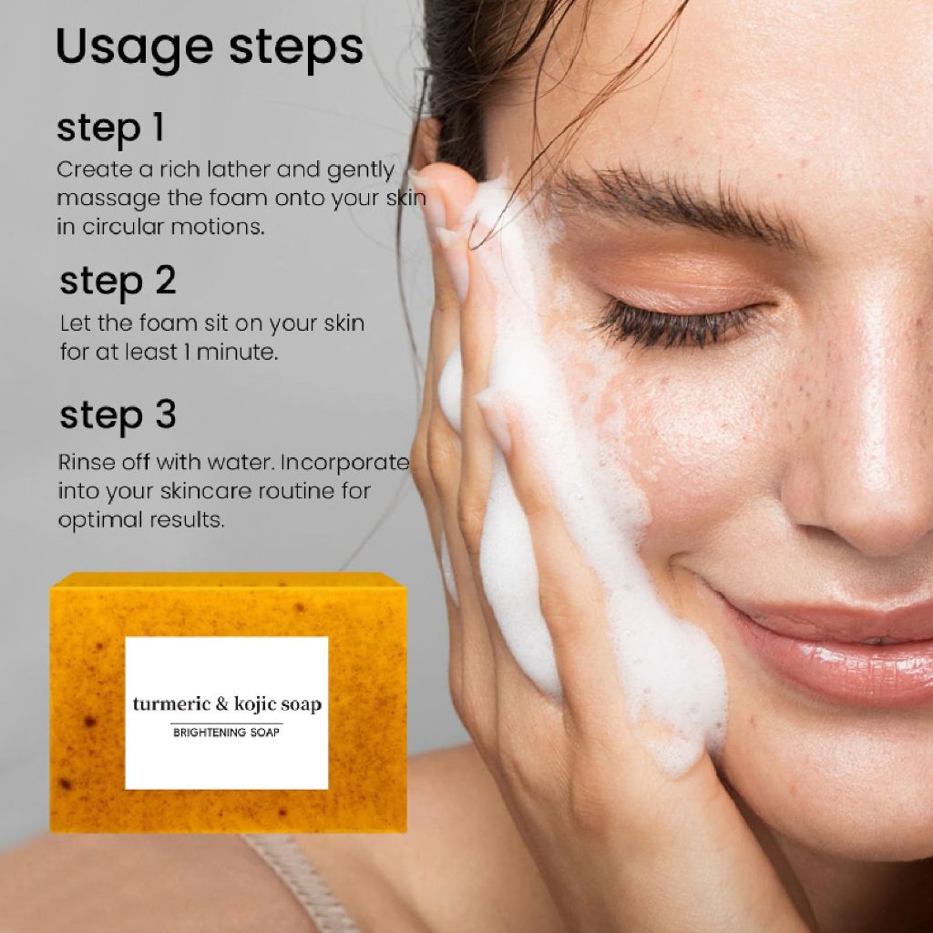 Lemon Turmeric Kojic Soap Bar - Face and Body Cleanser, 4 Pack