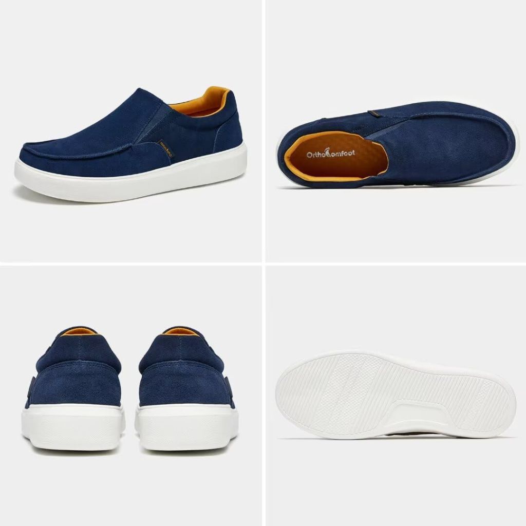 OrthoComfoot Men's Orthopedic Loafers Slip On Walking Shoes with Arch Support Denim Size 9
