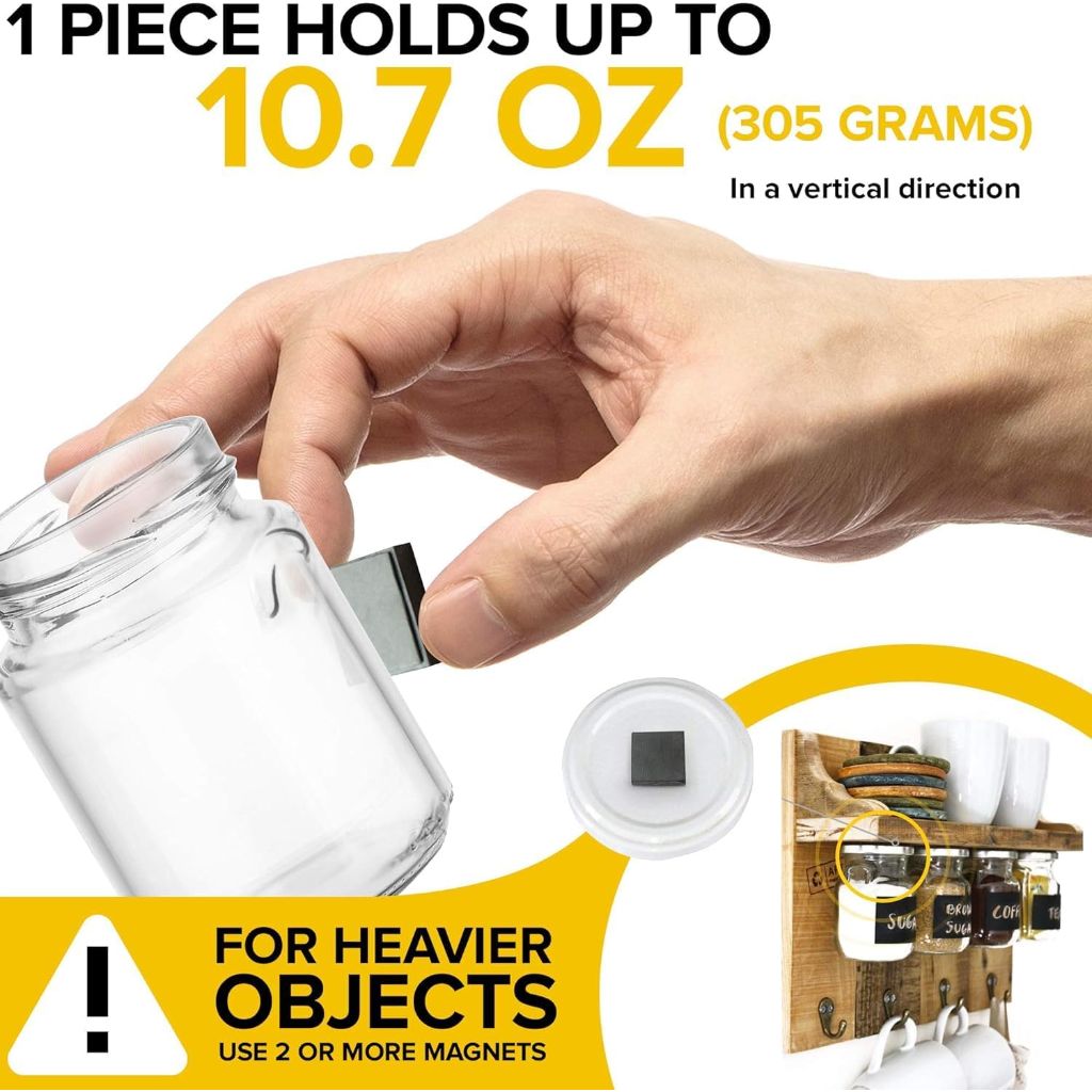 Strong Ceramic Square Magnets With Adhesive Backing (0.8x0.2"/20x5mm, 48 pcs)