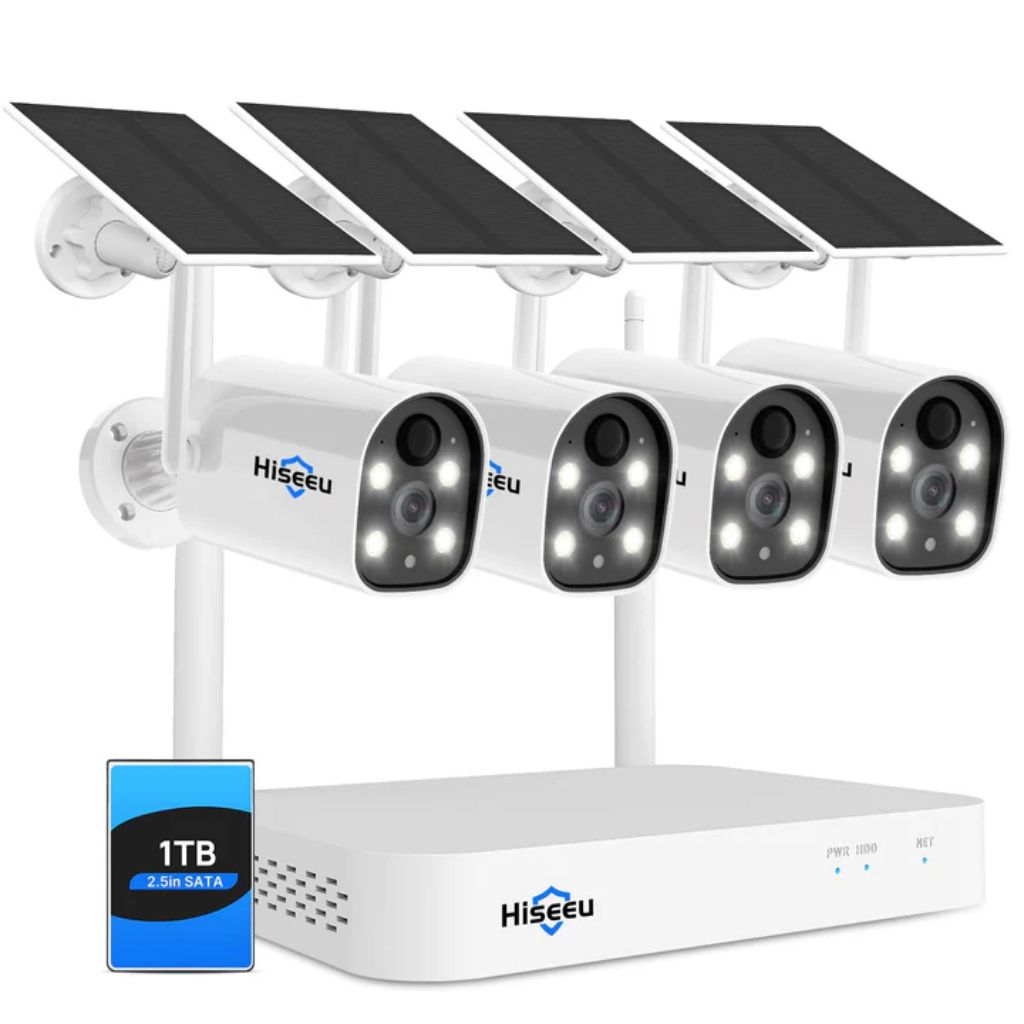 Hiseeu Solar Powered Wireless Security Camera System Outdoor