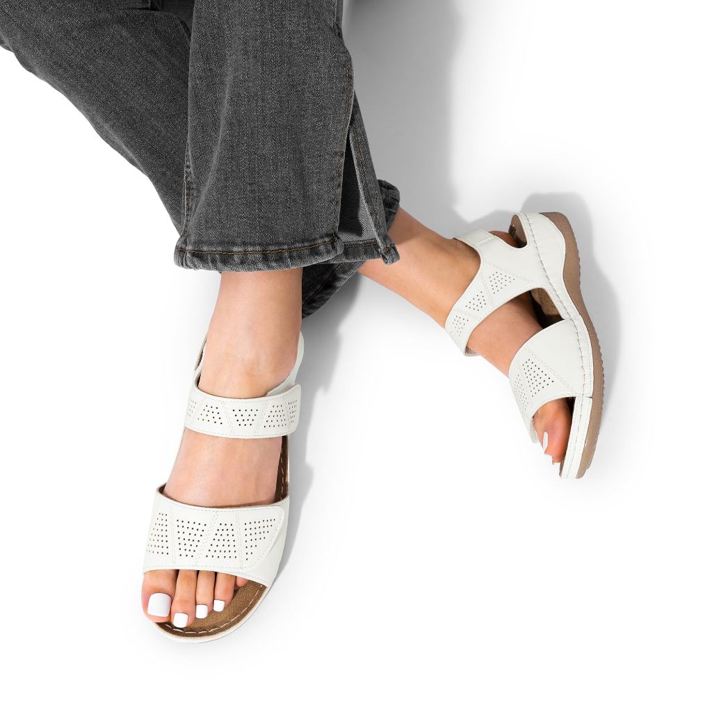 SZ 10, DREAM PAIRS Women's Comfortable Dressy Flats Sandals | White