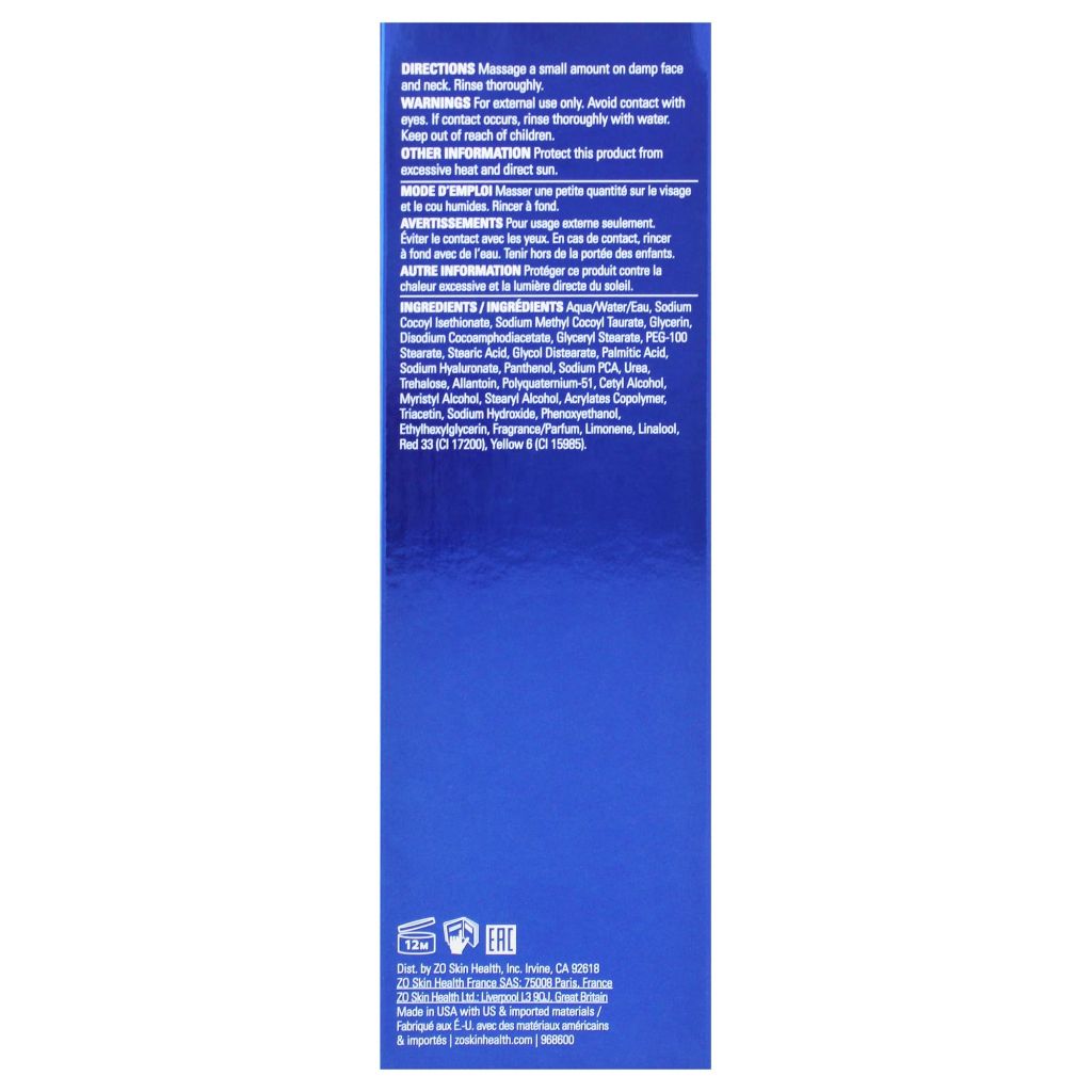 Hydrating Cleanser Normal to Dry Skin by Zo Skin Health for Unisex - 6.7 oz Cleanser