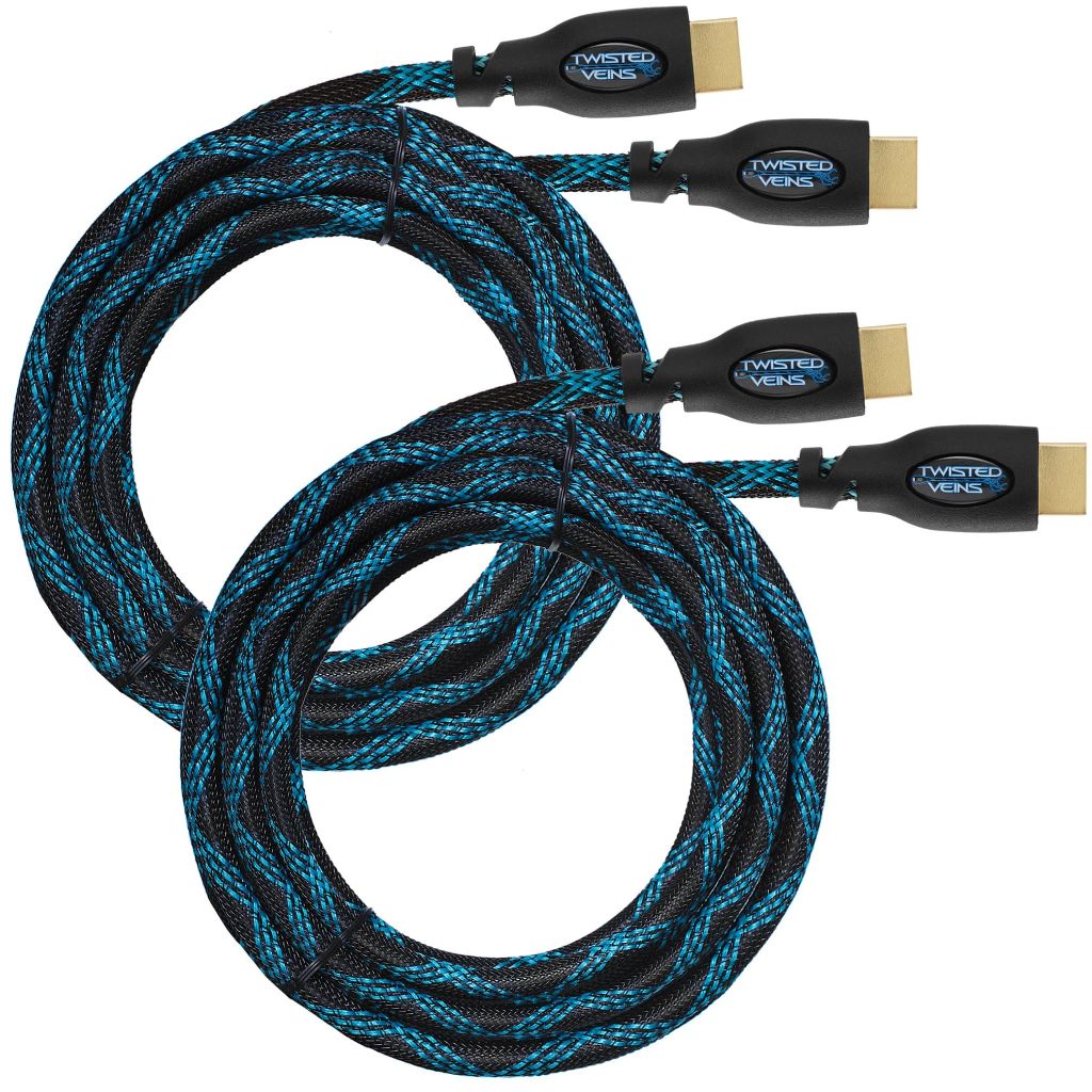 Twisted Veins HDMI Cable 30 ft, 2-Pack, Premium HDMI Braided Cord Type High Speed with Ethernet