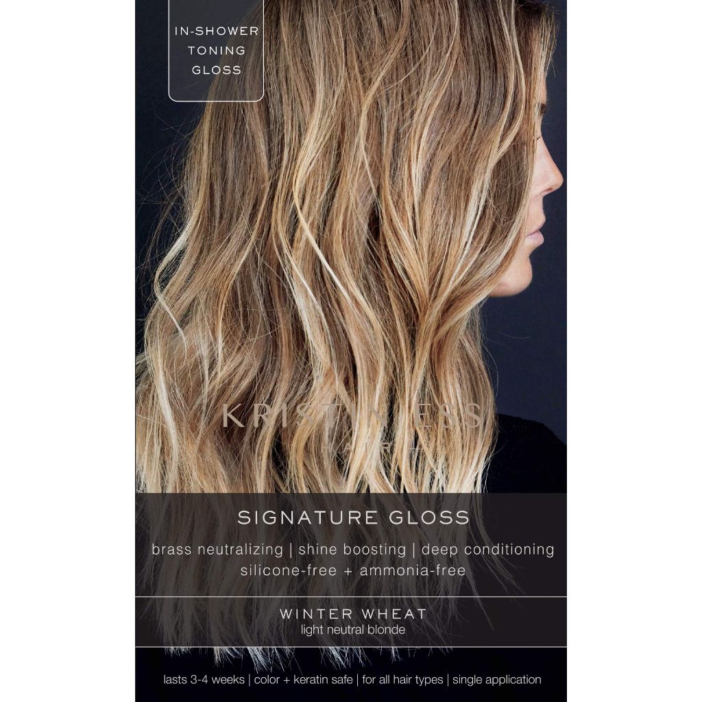 Kristin Ess Hair Gloss in Winter Wheat Light Neutral Blonde - 4 Wk Semi Permanent Hair Color for Women