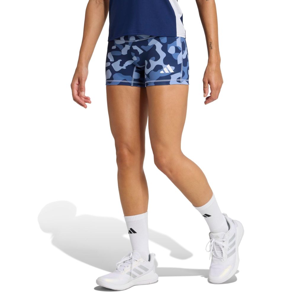 Adidas Women's Volleyball Camouflage Printed 4-Inch Shorts, Chalk Blue/Crew Blue/Team Navy Blue, XX-Small