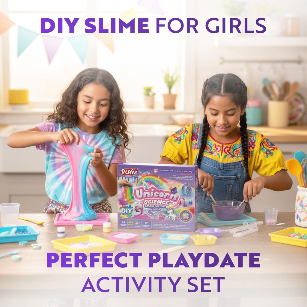 Playz Unicorn Slime & Crystals 100+ Science Experiments Kit Gift for Kids Age 8-12