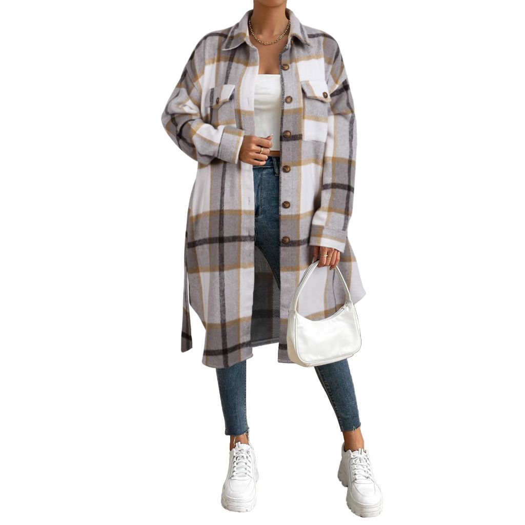 NIeyook Women's Plaid Shacket Oversized Jackets, Small