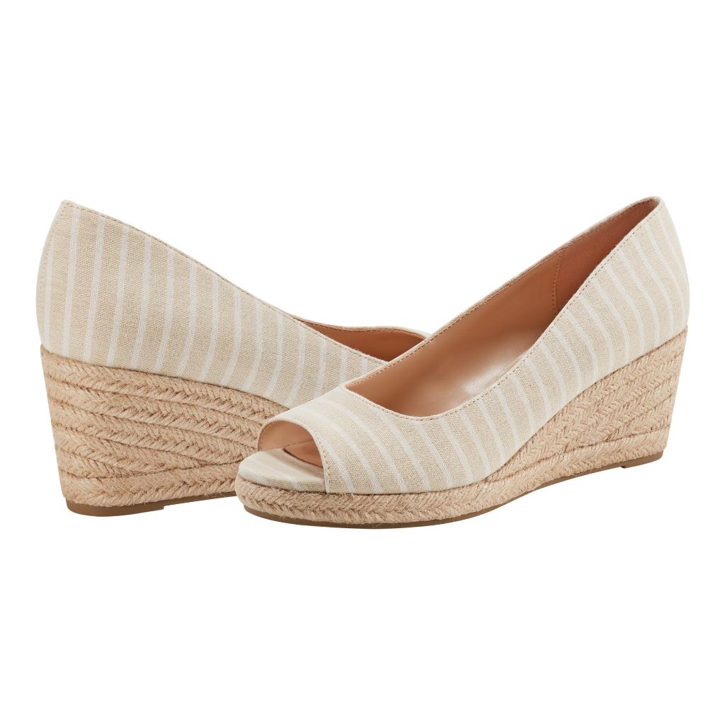 Bandolino Women's Nuri Wedge Wedge, Light Blue Stripe Multi 451, 8.5