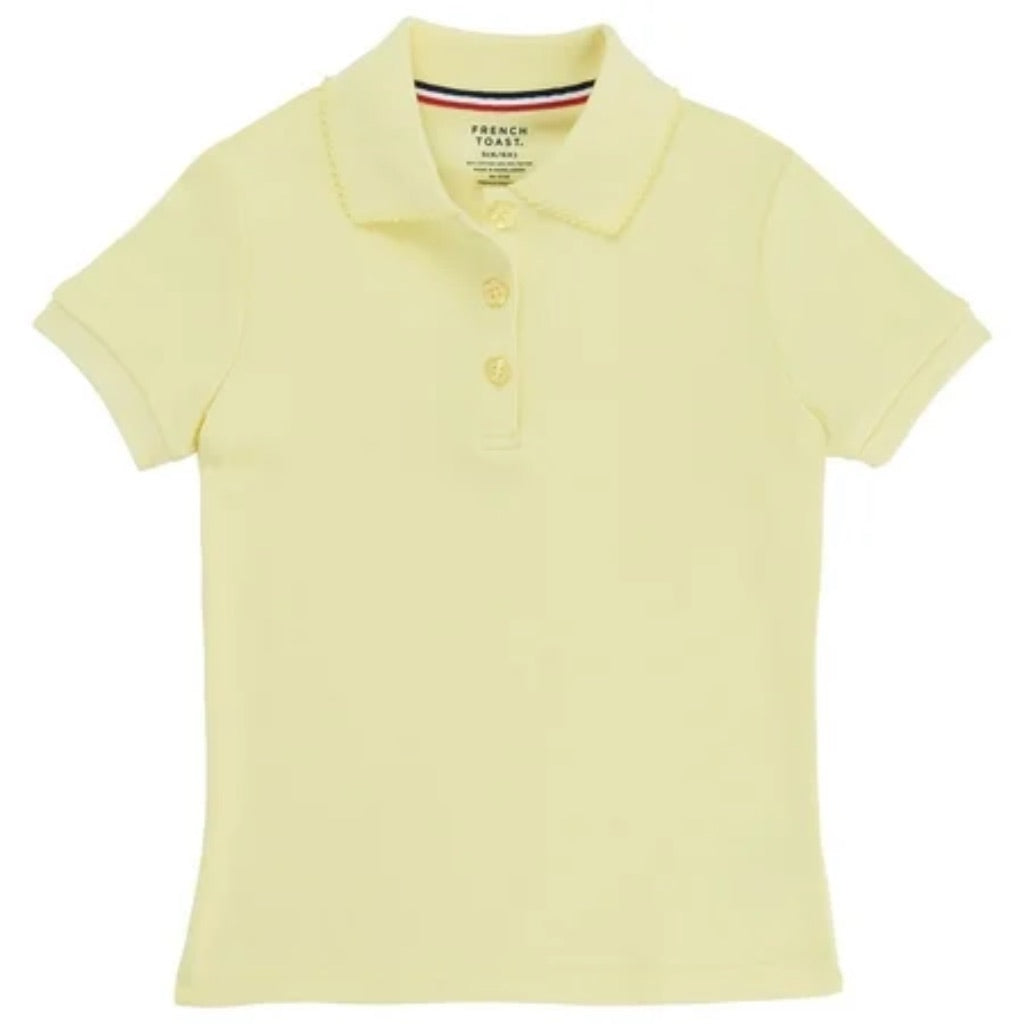 French Toast Girls School Uniform Short Sleeve Picot Collar Interlock Polo Shirt  Size XXL (18/20)