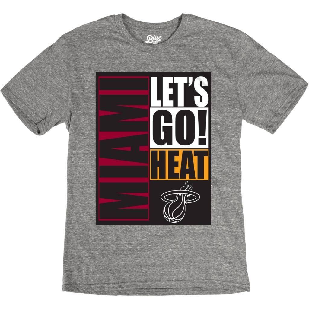 Miami Heat NBA Officially Licensed Tri-Blend T-Shirt Vintage Arch Gray, Large