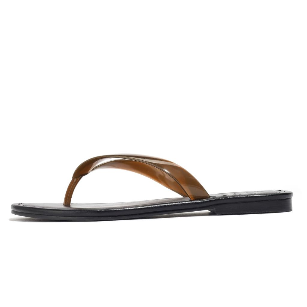 Tasteall Flip Flops for Women, Leather Brown - Size 6