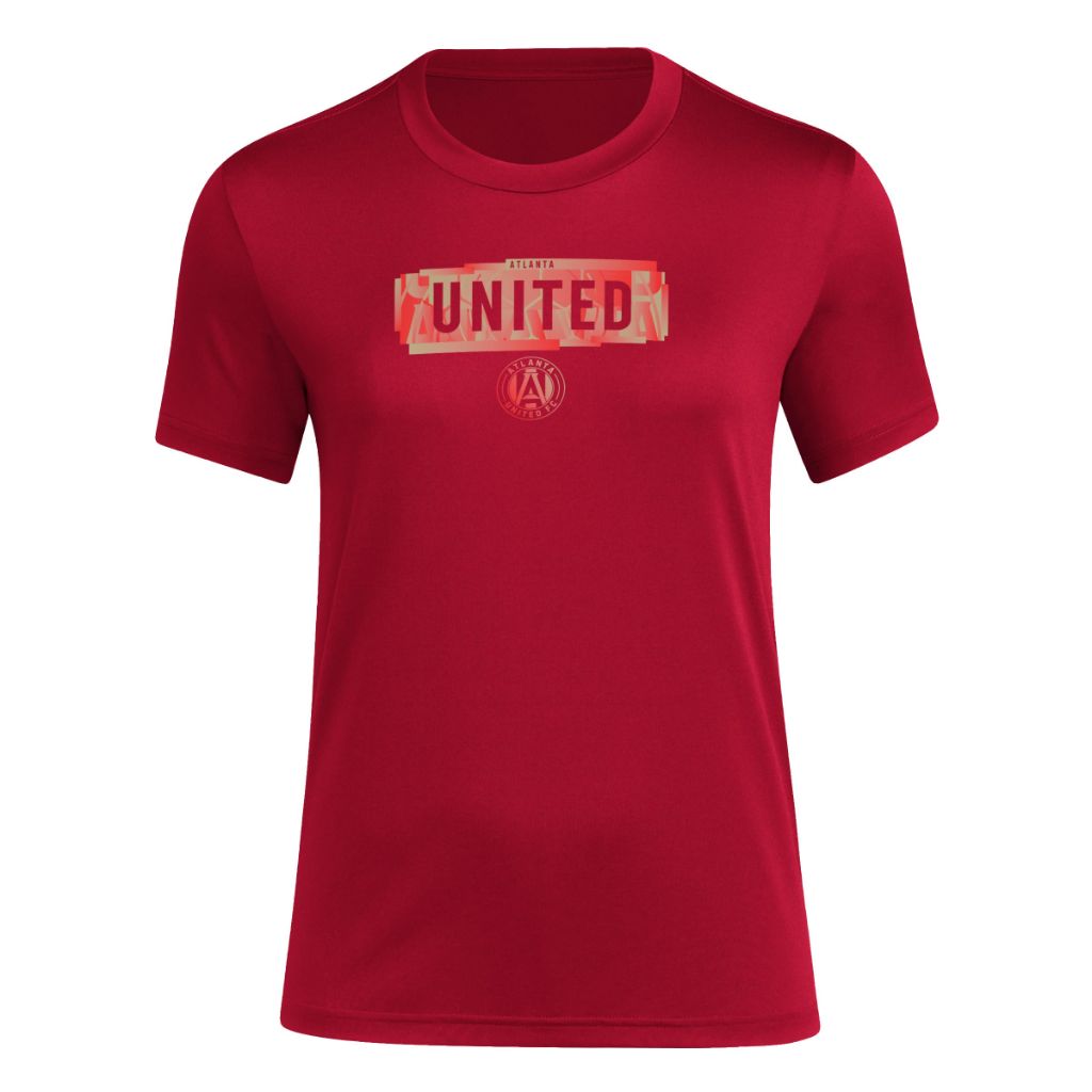 adidas Women's Local Pop Short Sleeve Pre-Game T-Shirt - Atlanta United FC, Team Victory Red (XS)