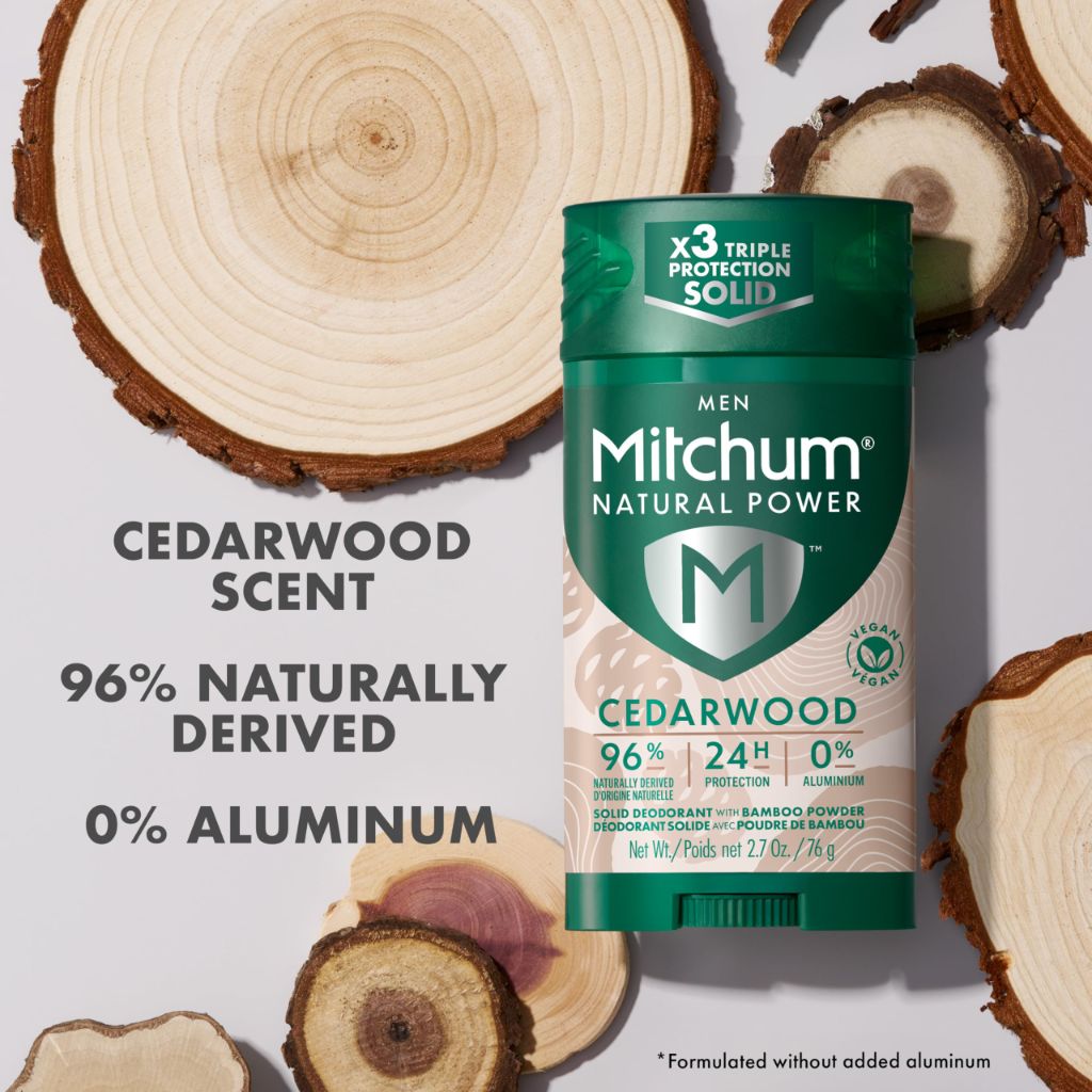 Mitchum Men’s Natural Power Solid Deodorant Stick - Cedarwood, 2.7 oz