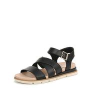 Dr. Scholl's Womens Timeless Life Flat Sandal Black Smooth 6 M