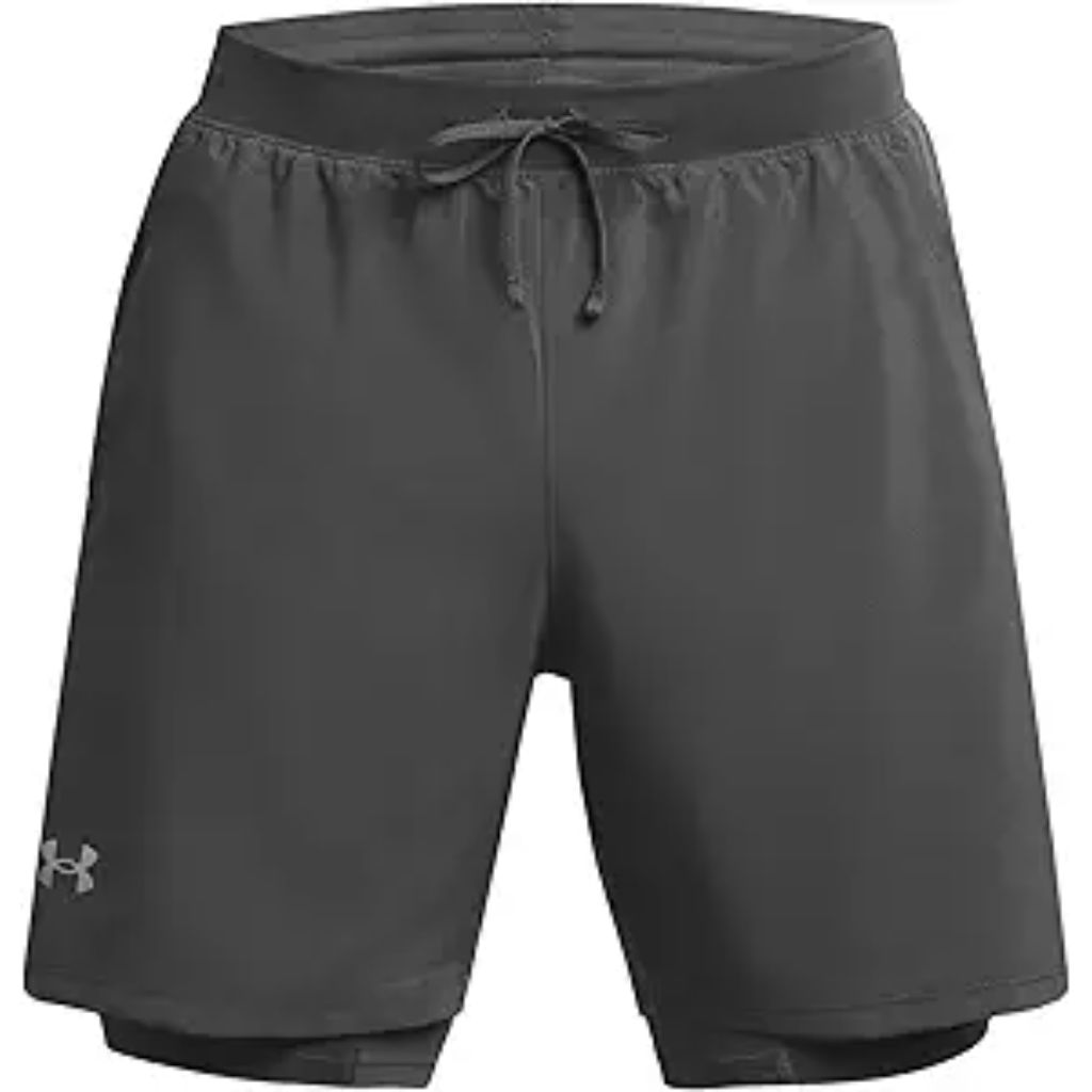 Under Armour Launch Run 7 2-in-1 Shorts Men's Clothing Castlerock/Castlerock/Reflective : MD 7, Polyester