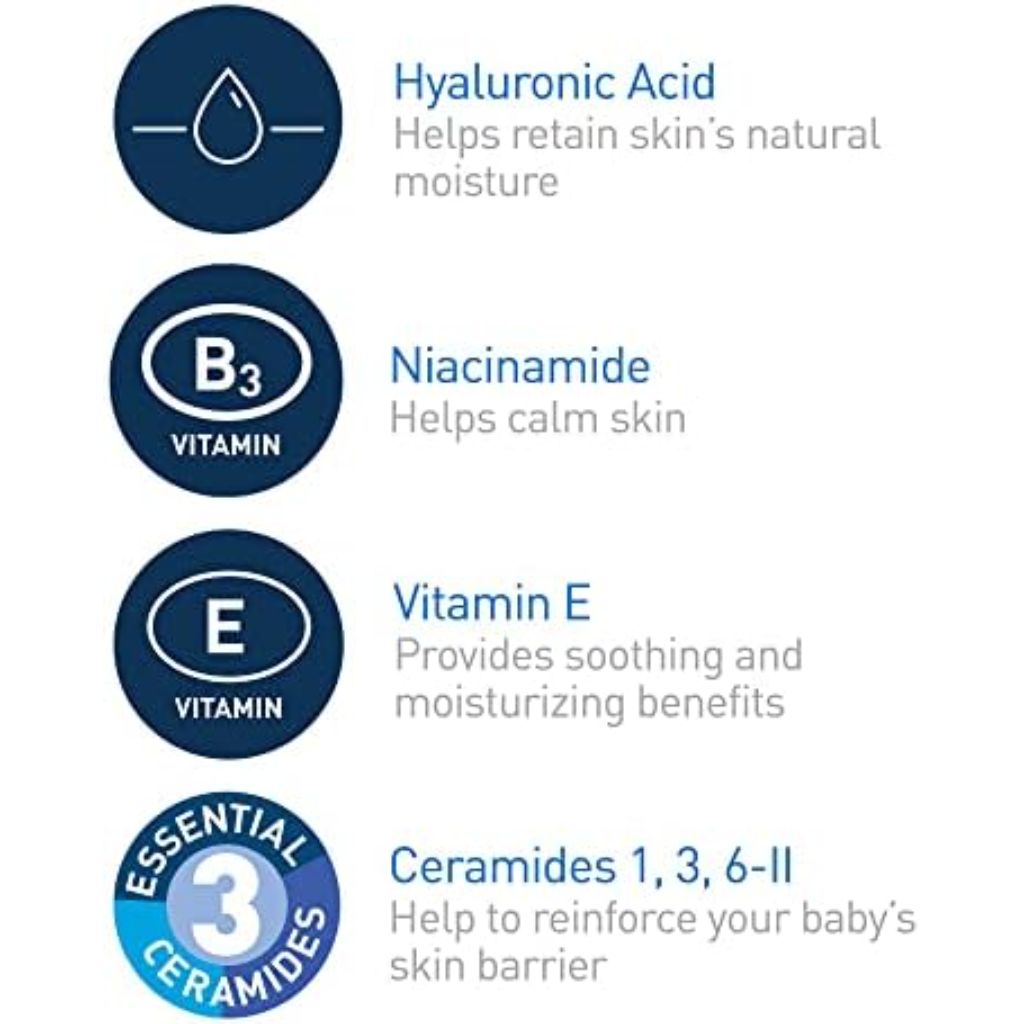 CeraVe Baby Lotion, Gentle Baby Skin Care with Ceramides, Niacinamide & Vitamin E, Fragrance, Paraben, Dye & Phthalates Free, Lightweight Moisturizer, 8oz