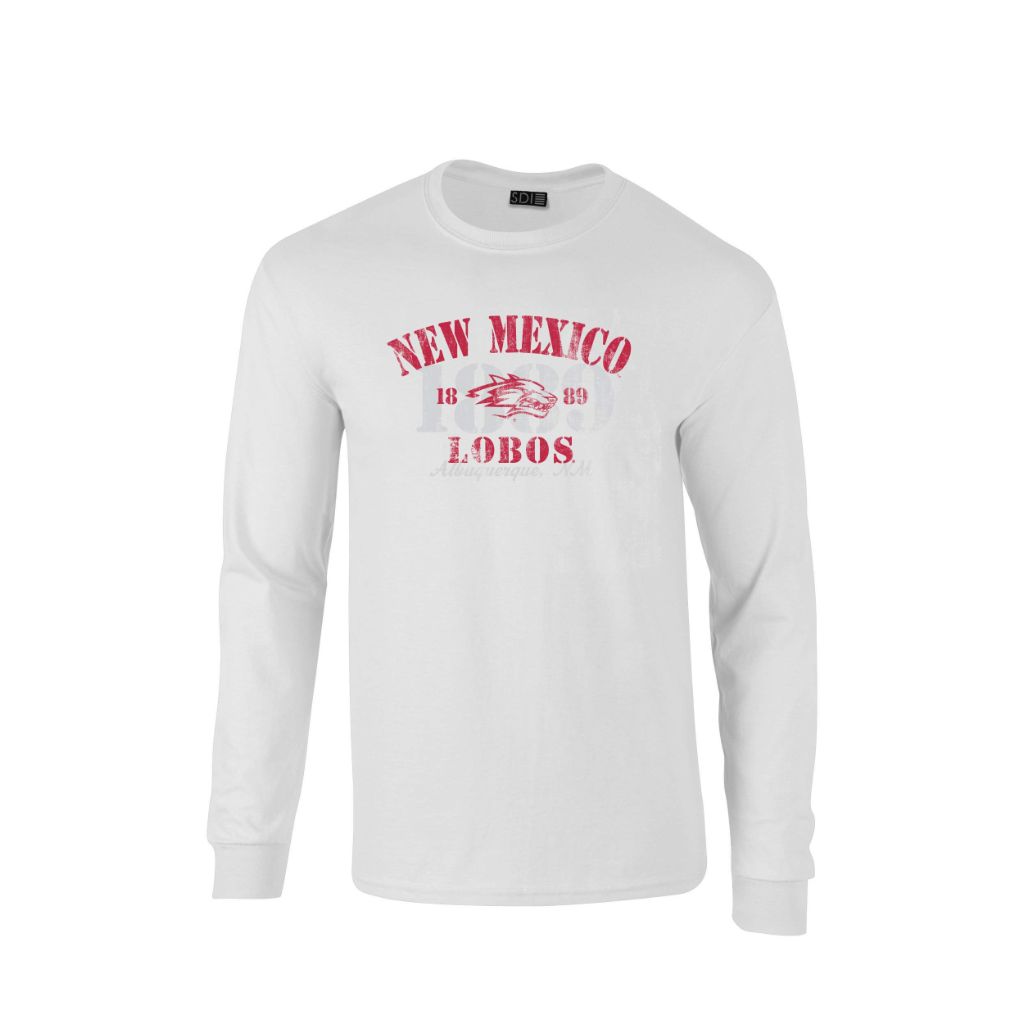 NCAA New Mexico Lobos Long Sleeve 100% Cotton Tee, Athletic Gray, 4X