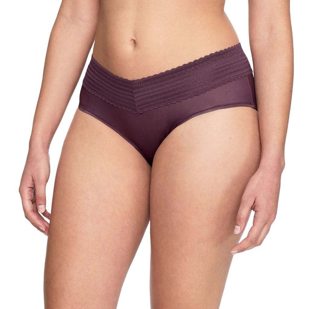 Warners Womens No Pinching, No Problems® Dig-Free Comfort Waist with Lace Microfiber Hipster 5609J, Burgundy, 3X-Large