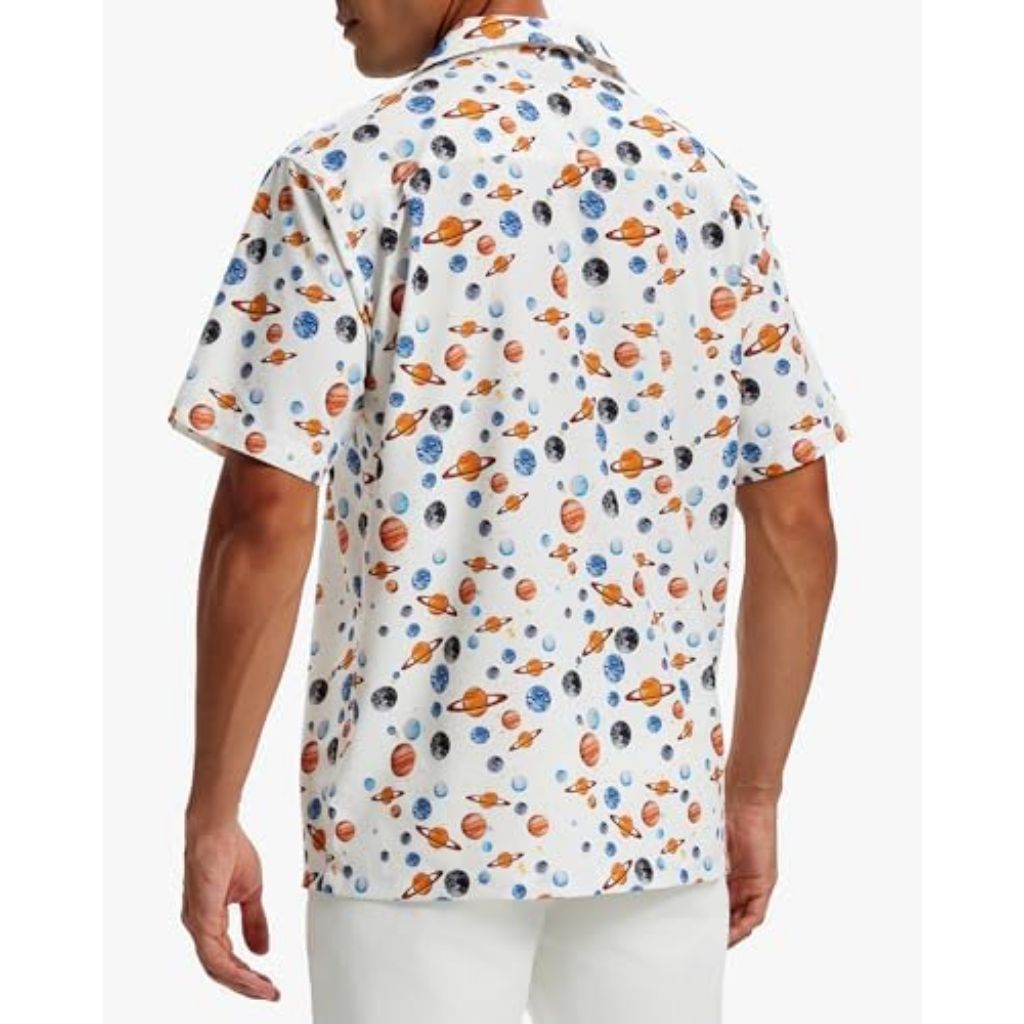 Men's Hawaiian Shirts Wrinkle Free Short Sleeve Button Down Tropical Beach Vacation Shirt XL