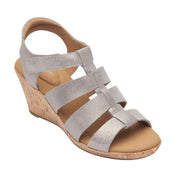 SZ 9.5, Rockport Women's Briah New Gladiator, Taupe Metallic Leather