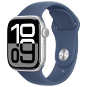 Apple Watch Series 10 (GPS) 42mm Silver Aluminum Case with Denim Sport Band - Small/Medium