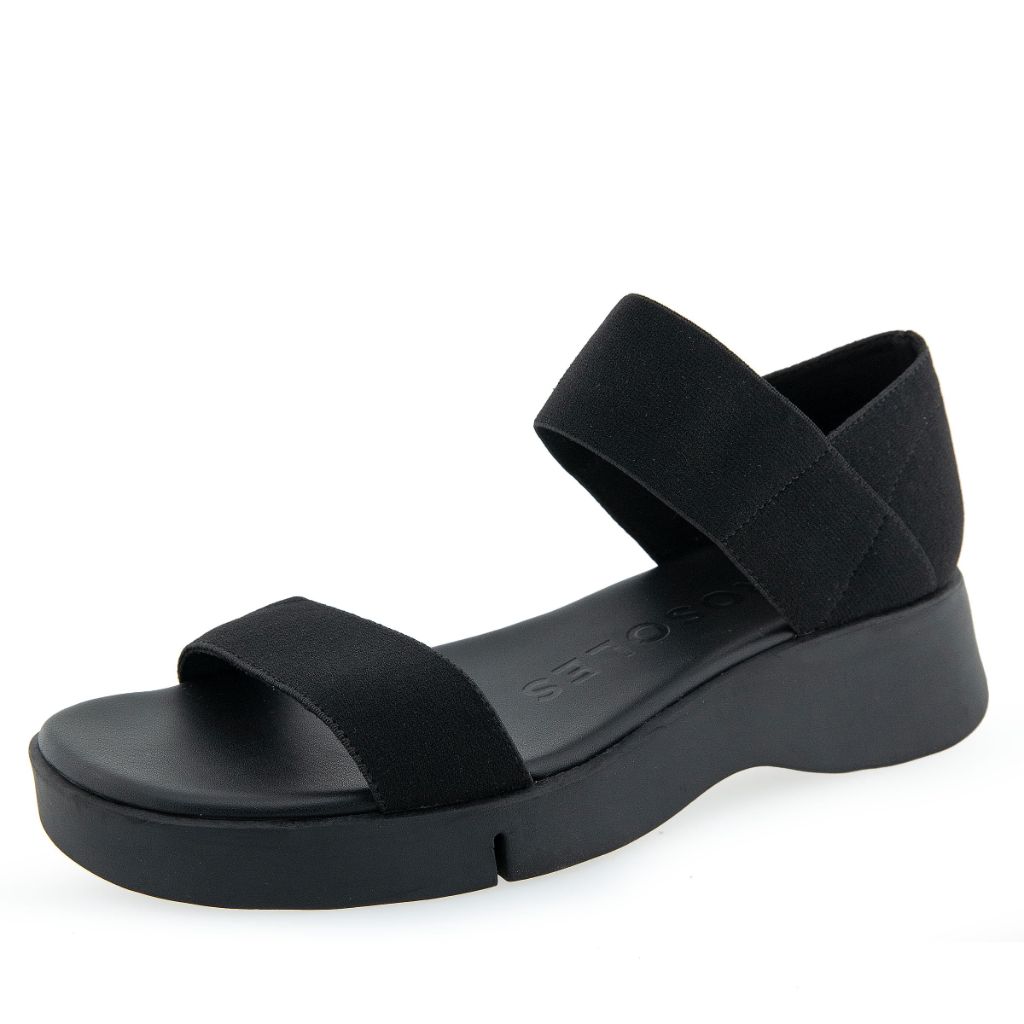 Aerosoles Women's Freedom Low Heeled Sandal - Black Elastic, Size 7.5