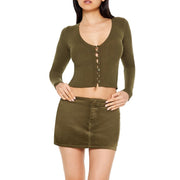 Forever 21 Women's Cropped Cardigan Sweater Olivine Small