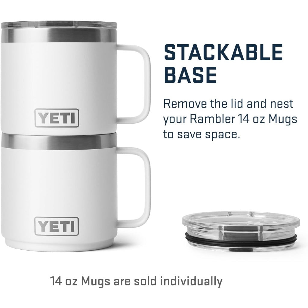 Yeti  Rambler 14 oz Stackable Mug, Stainless Steel with MagSlider Lid - White