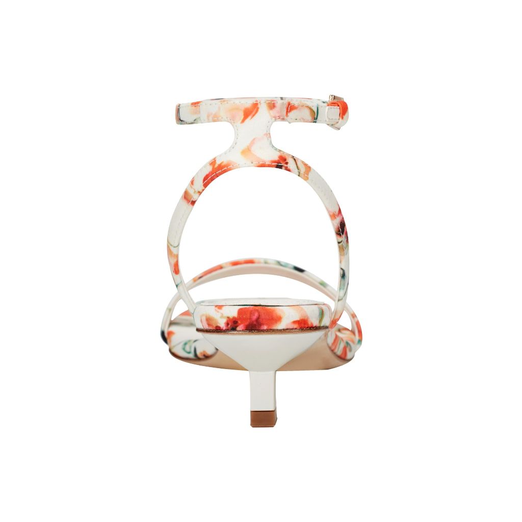 SZ 10, Marc Fisher LTD Women's Alona Heeled Sandal, Ivory/Orange Flower Print Multi 150