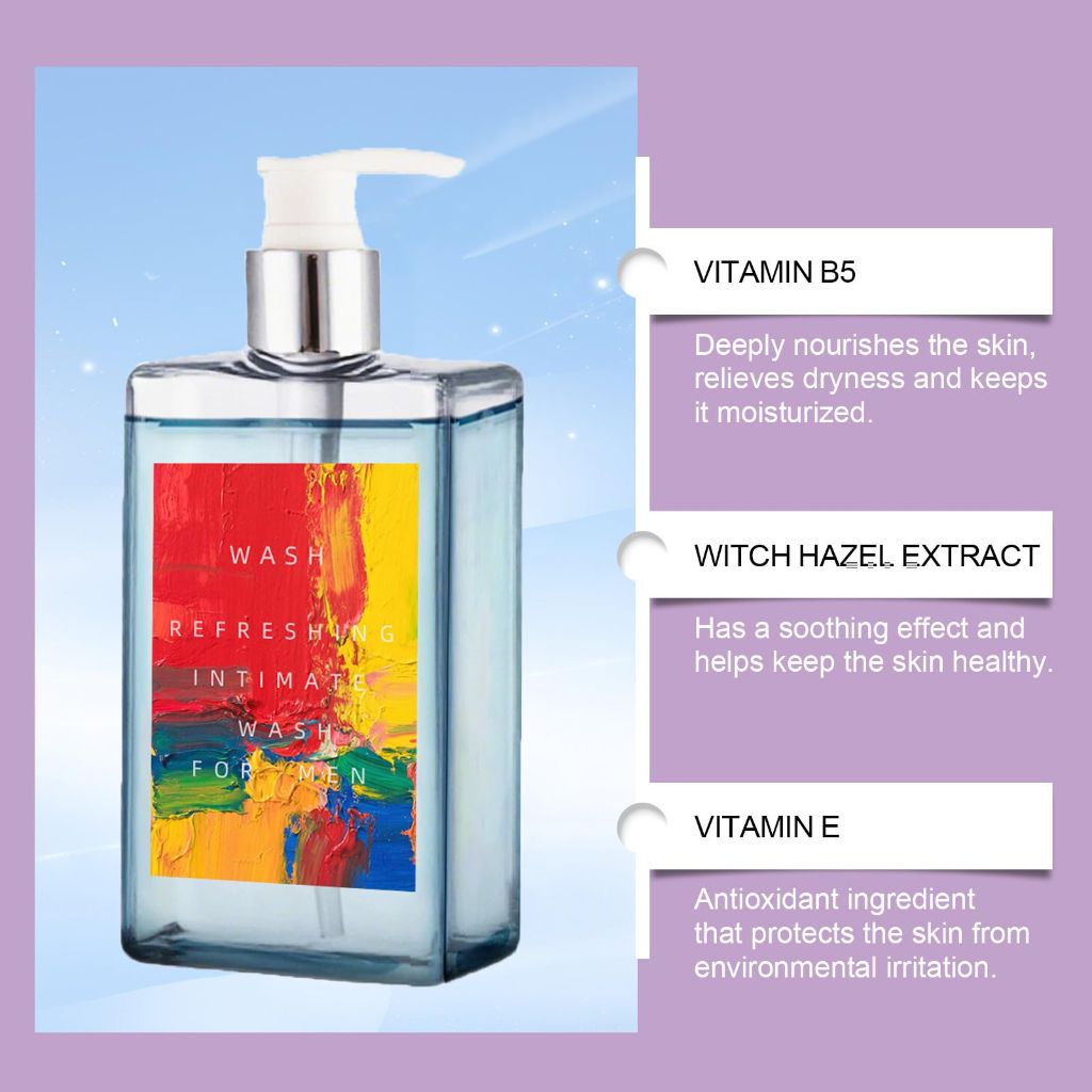 Refresh Intimate Body Wash for Men, Natural PH Balance  - Blue Perfume Scent, 10 fl. oz.
