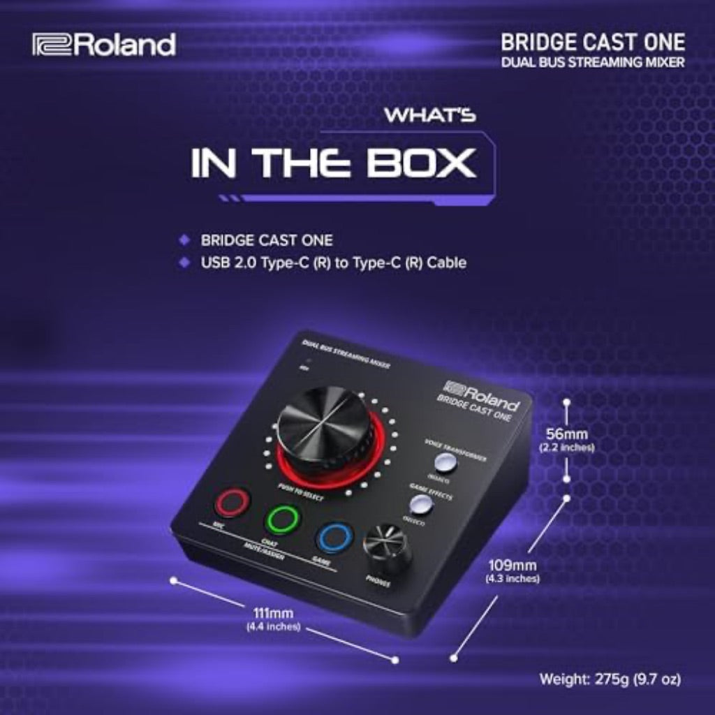 Roland Bridge Cast One Dual Bus Compact Streaming Mixer, 32-Bit Hardware DSP