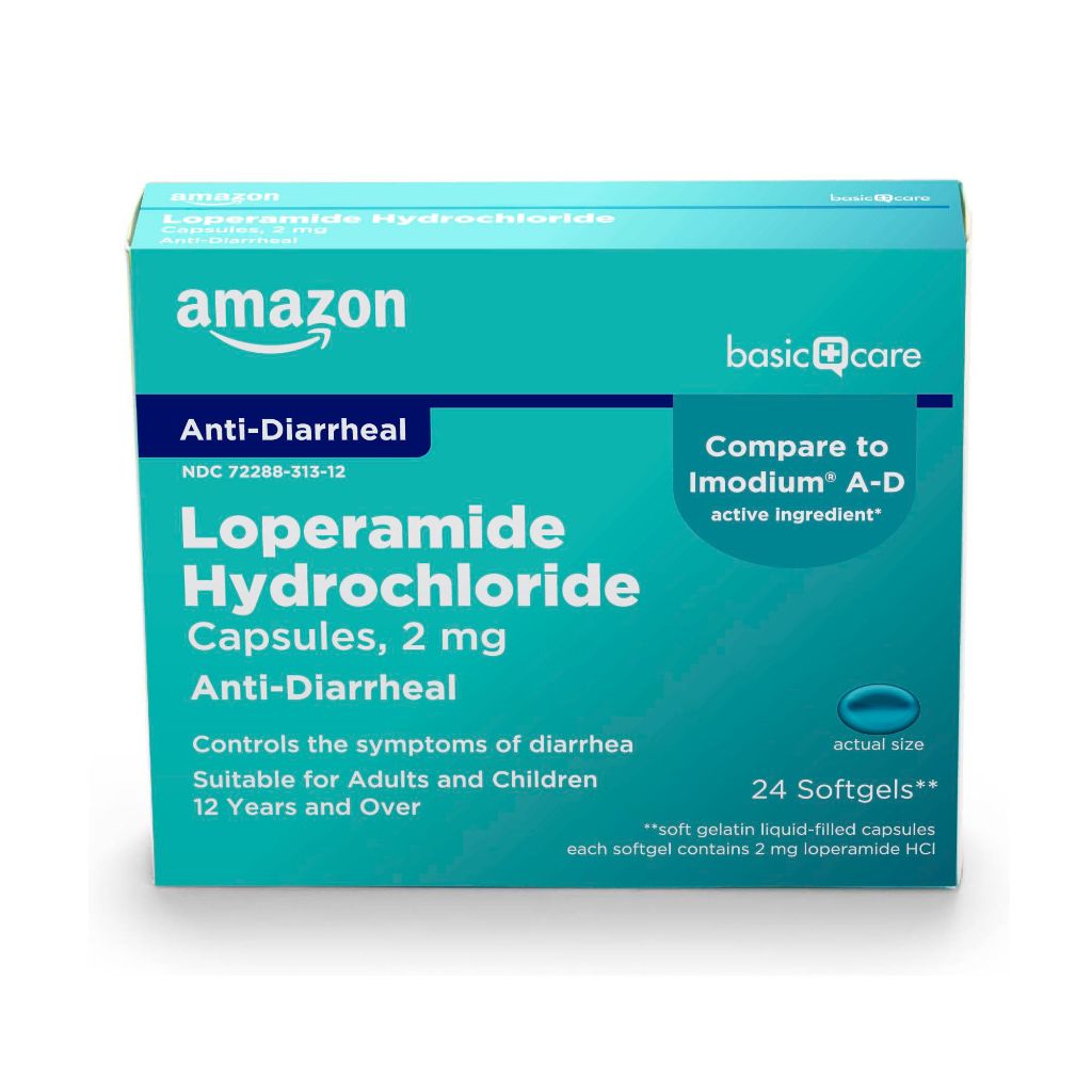 Amazon Basic Care Loperamide Hcl 2 Mg Softgels,  Diarrhea, 24 Count