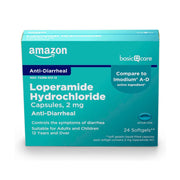 Amazon Basic Care Loperamide Hcl 2 Mg Softgels,  Diarrhea, 24 Count