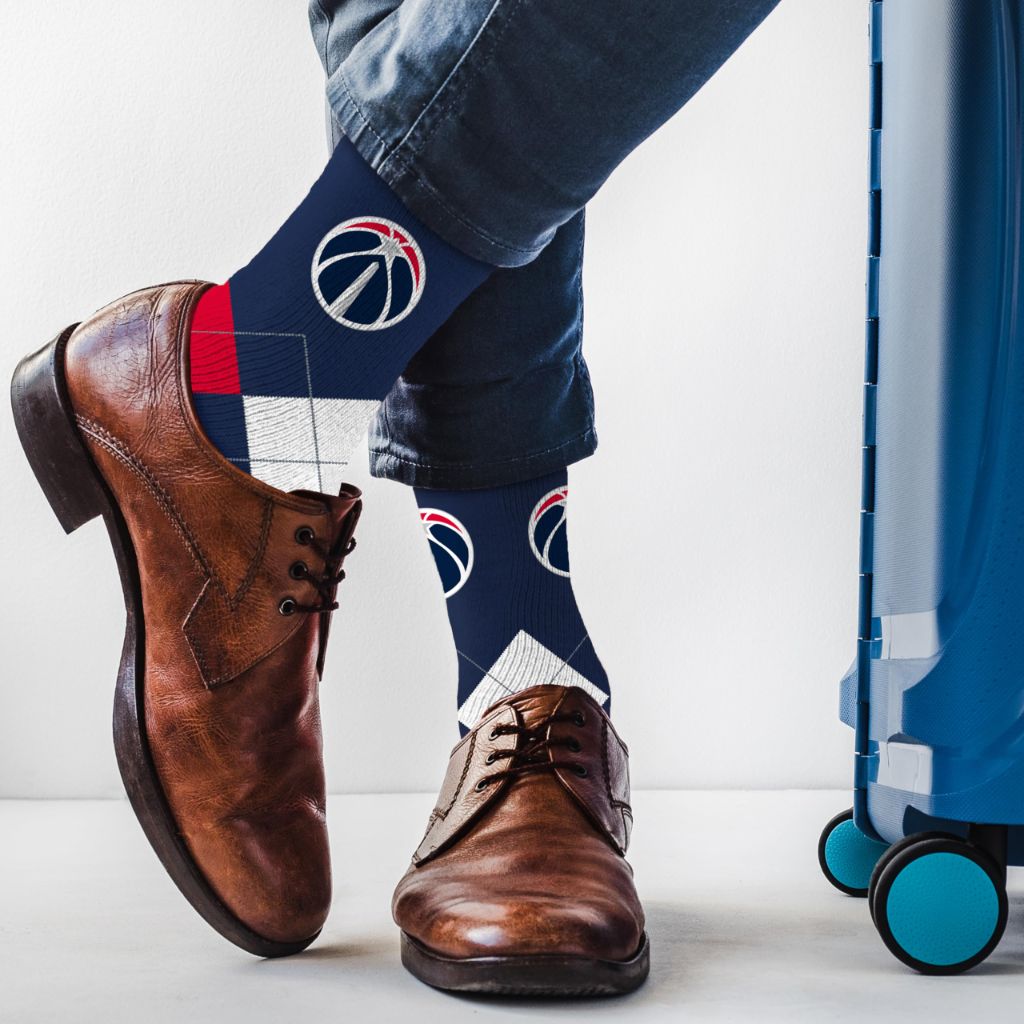 For Bare Feet NBA WASHINGTON WIZARDS Argyle Remix Premium Dress Sock Team Color OSFM