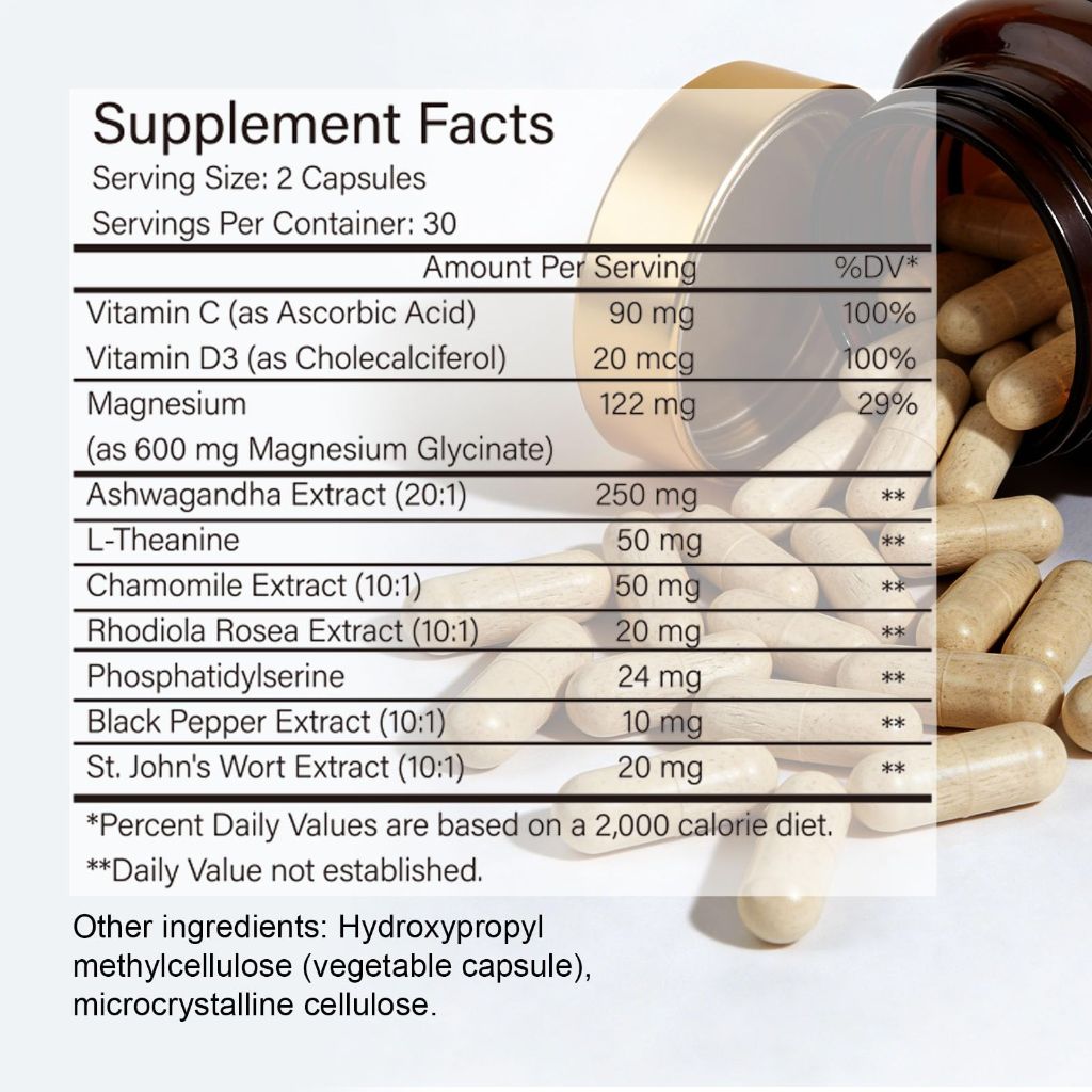 CellJuvMax Cortisol Health 10-in-1 Supplement for Overall Balance & Harmony - 60 Capsules