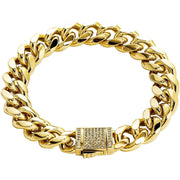 Amazon Essentials Thick Cuban Chain Bracelet with Simulated Diamond Clasp