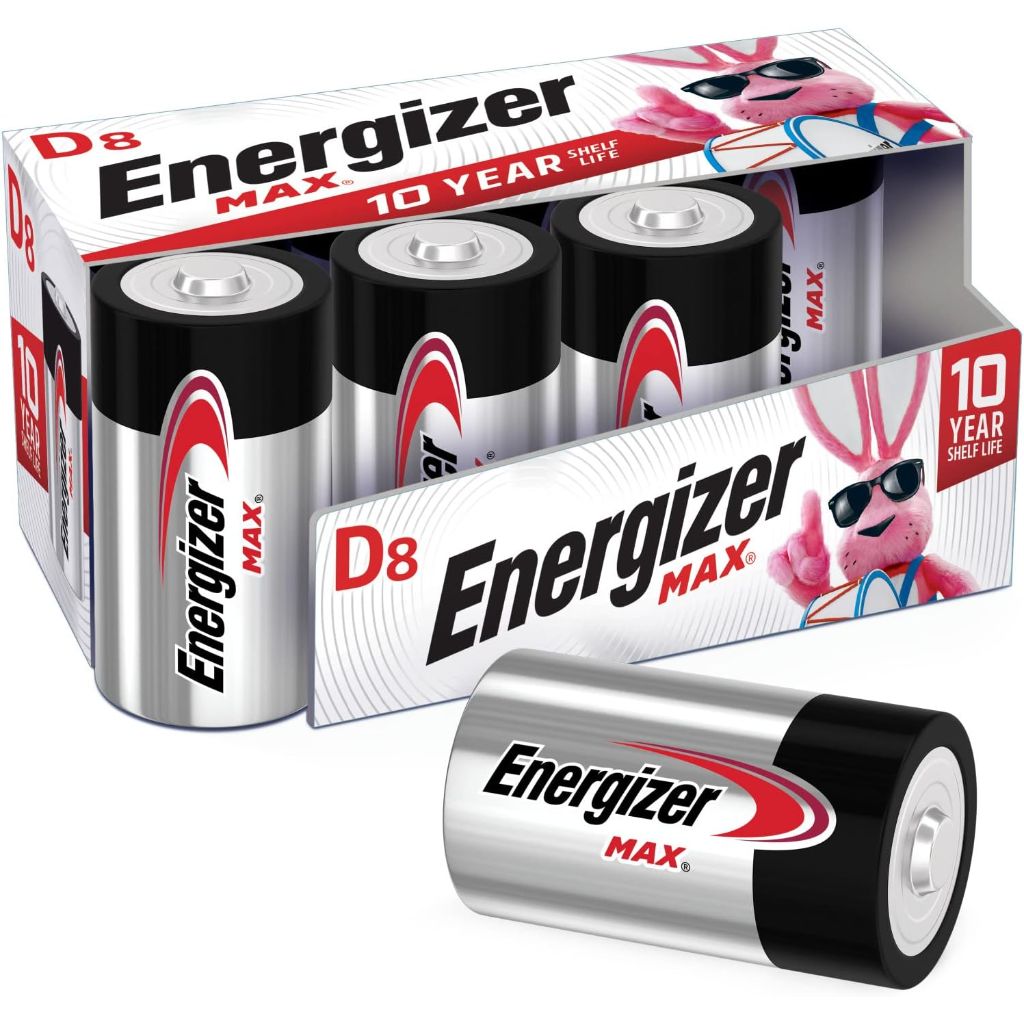 Energizer D Batteries, D Cell Battery Premium Alkaline, 8 Count