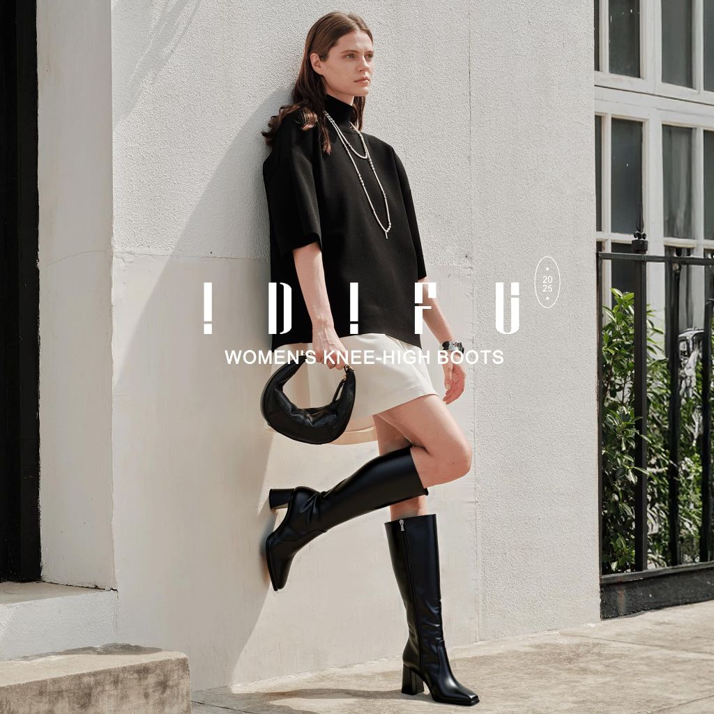 IDIFU Black Boots for Women Knee High (New Black Pu, 8)