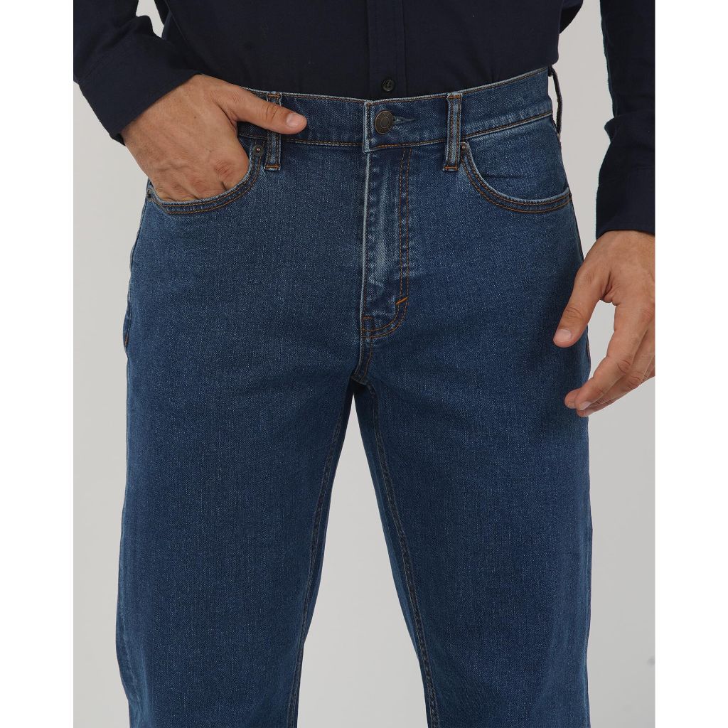 APUOR Men's Relaxed Fit Flex Jeans Straight loose fit Jeans Blue W42xL32