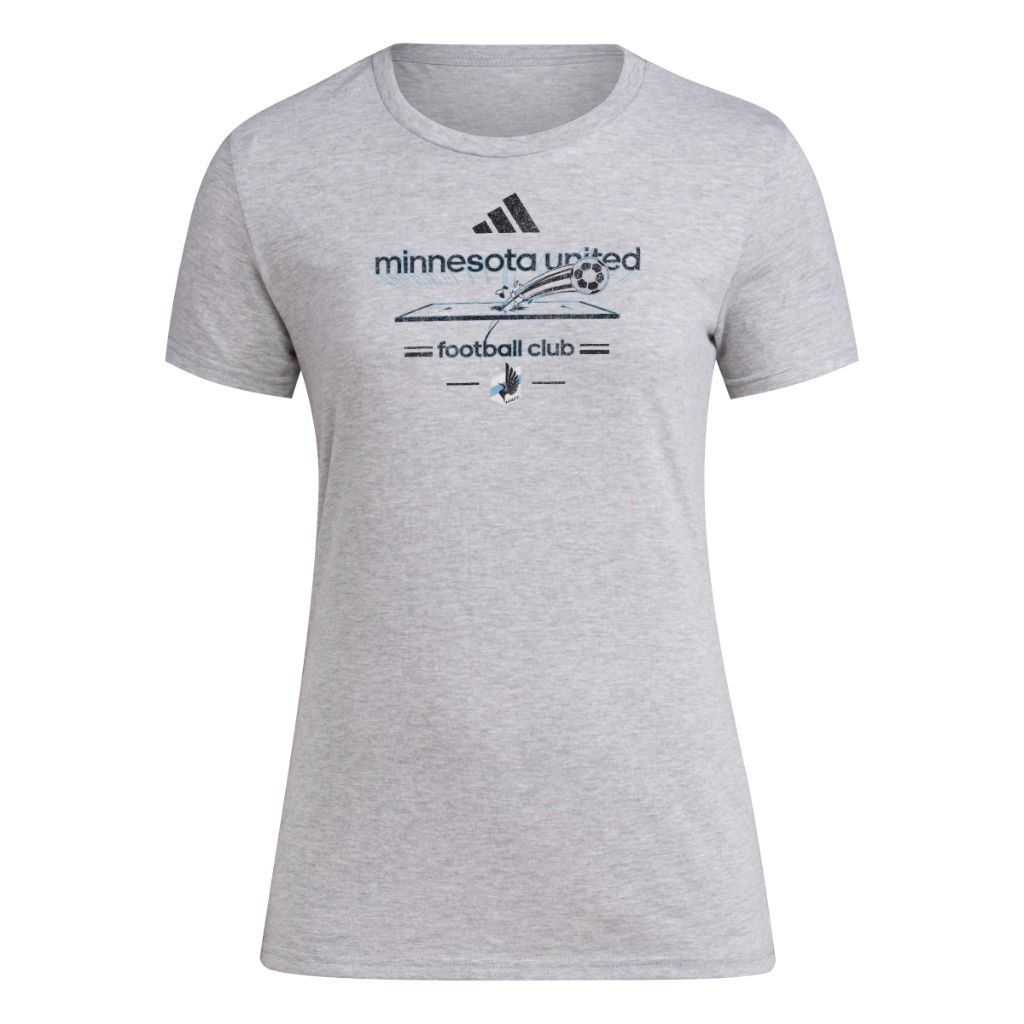 adidas Women's MLS Soccer Pre-Game Short Sleeve T-Shirt - Minnesota United, Gray Heather (Large)