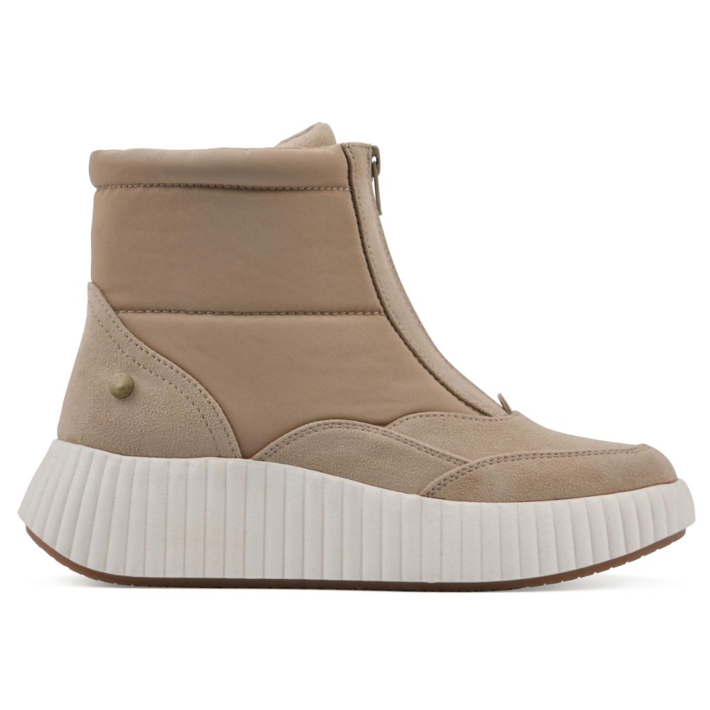SZ 9.5 M WHITE MOUNTAIN Women's Downtown Platform High-Top Sneaker Bootie, Sand/Multi/Smooth,