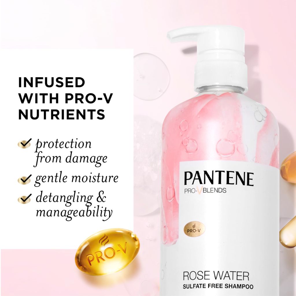 Pantene Sulfate Free Rose Water Shampoo, 30.0 oz